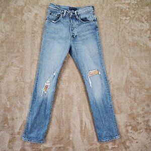 Levi's Made & Crafted Big E 501 Jeans Blue Denim Women's Size 24x28 Distressed